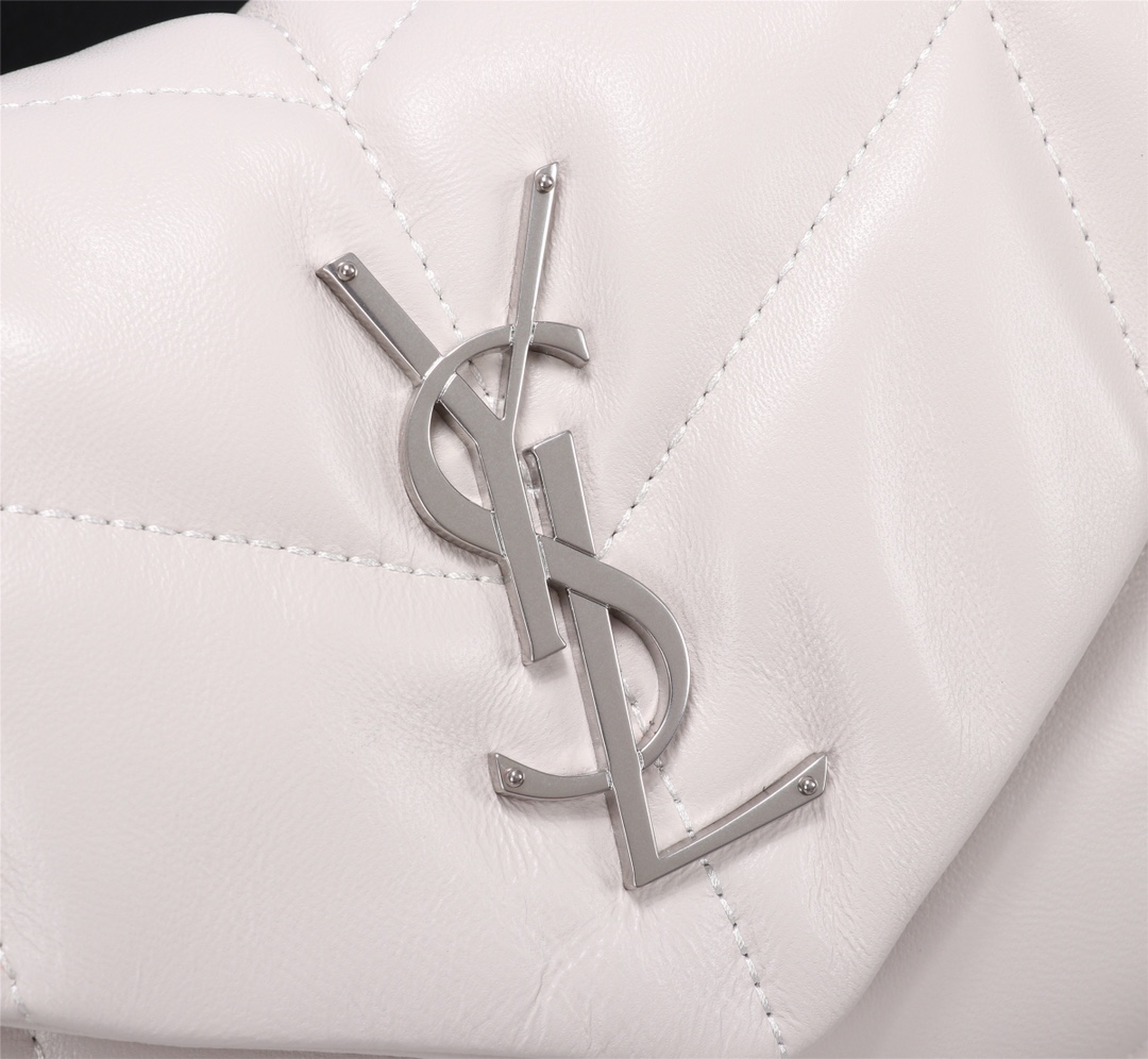 Saint Laurent Loulou Small Chain Bag In Matelasse Y White Silver 29Cm