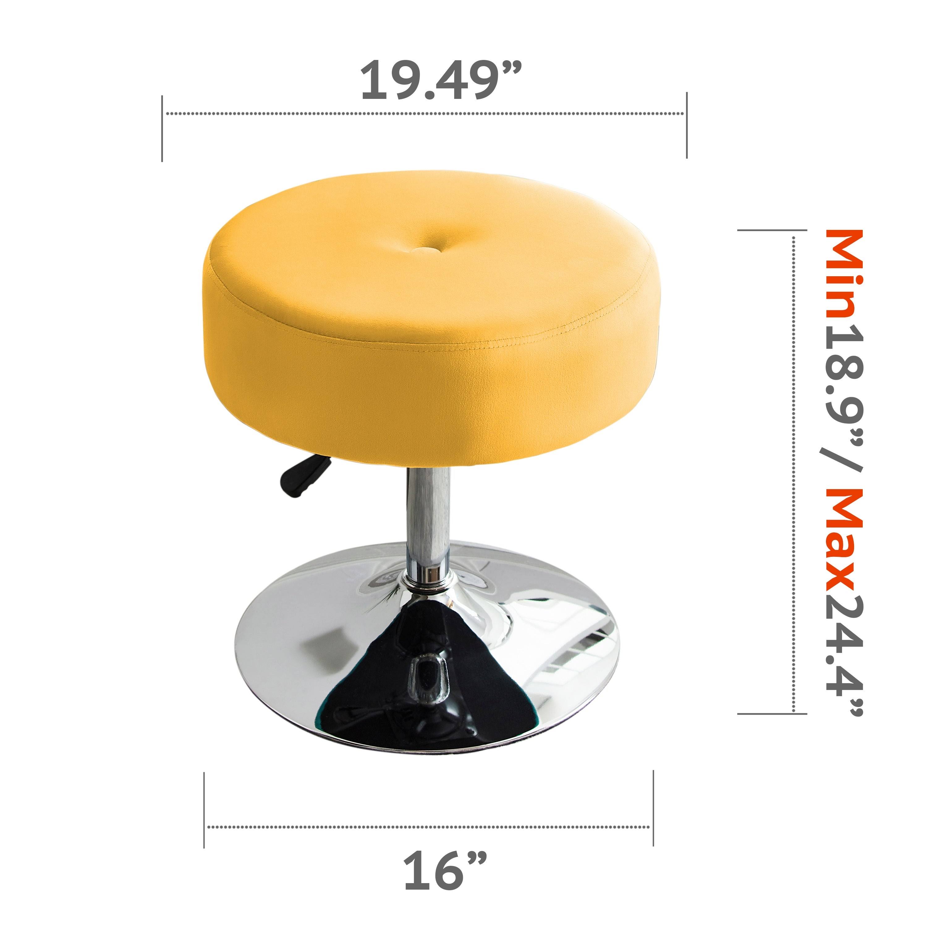 Modern Round Adjustable Height Velvet Swivel Stool - Set of 2 - Gray