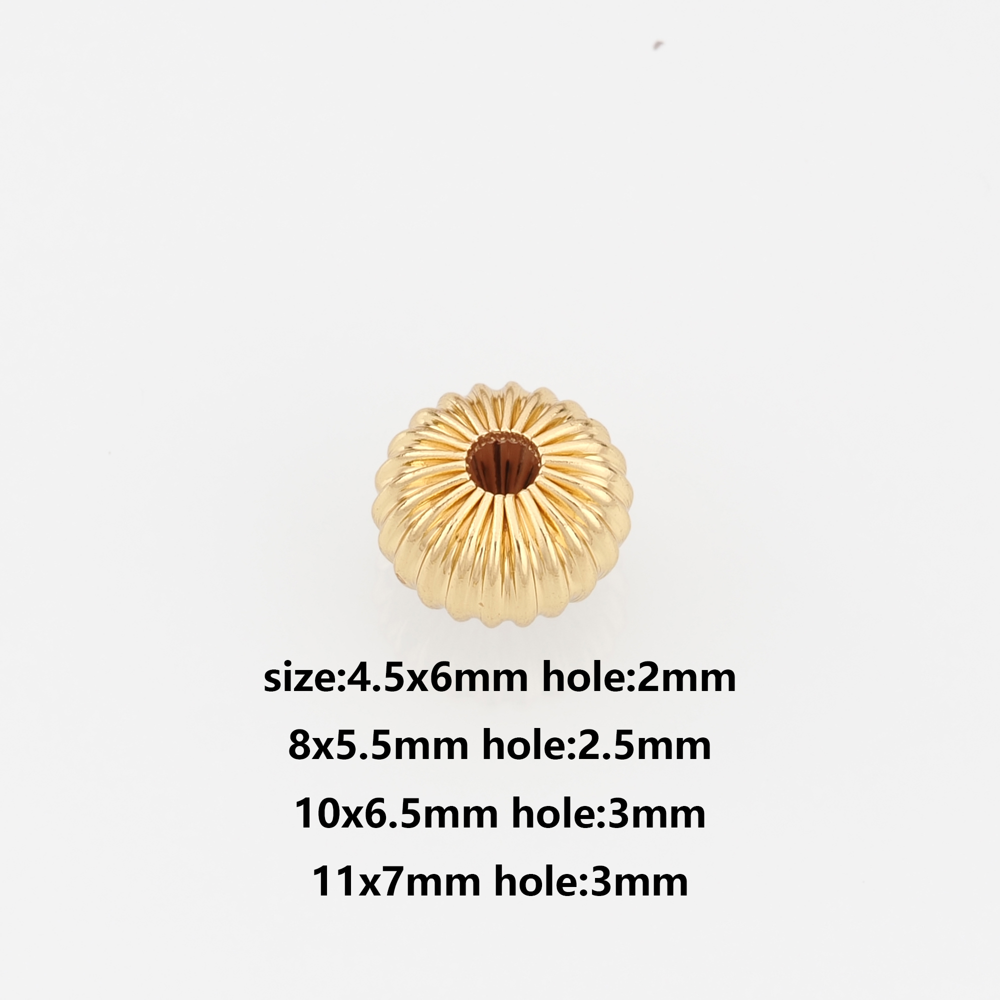10Pcs 18K Gold Filled Round Spacer Beads,Corrugated Beads for Bracelet Jewelry Necklace Making Supply