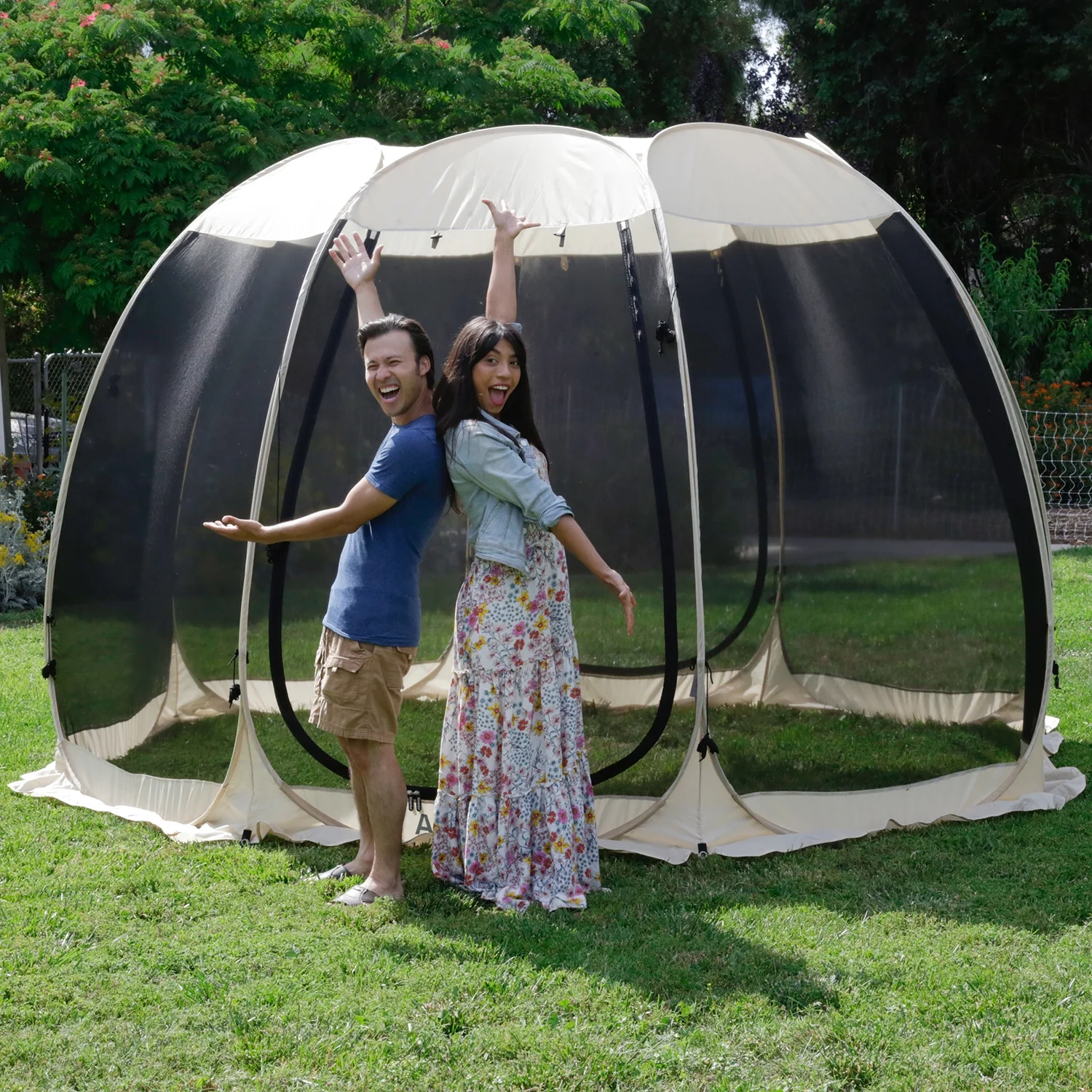 Screen House Camping Instant 12x12 Canopy Beige