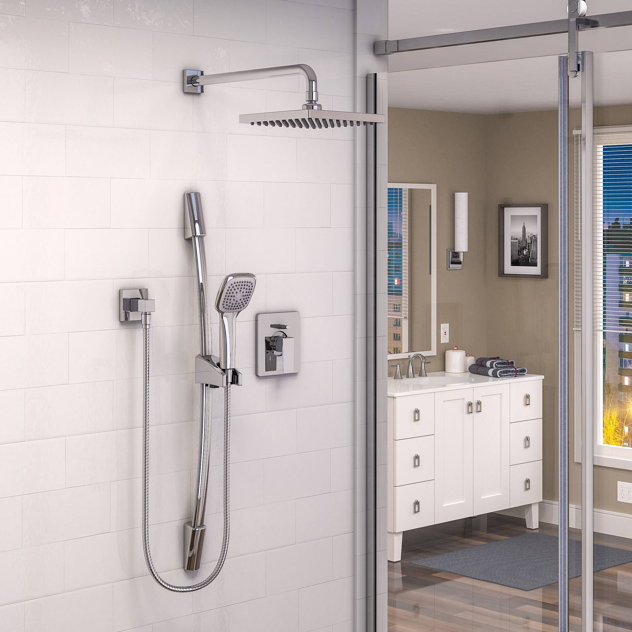 Belanger KIT-QUA130CCP Rain Pressure Balanced Square Shower System, Polished Chrome