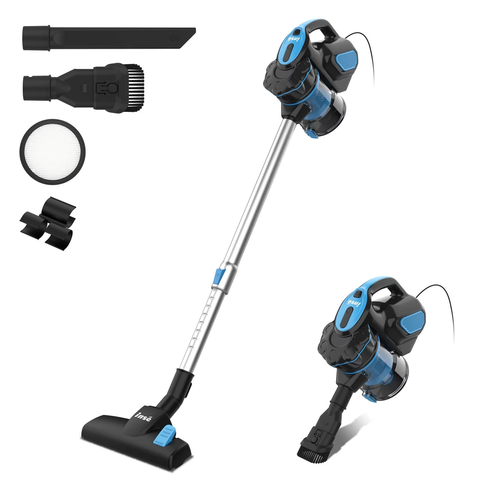 INSE Corded Stick Vacuum Cleaner, 18Kpa Powerful Handheld Vacuum with 600W Motor, 3-in-1 Multi-cyclone Filtration Lightweight Vacuum Cleaner for Home Carpet Hard Floor Pet Hair
