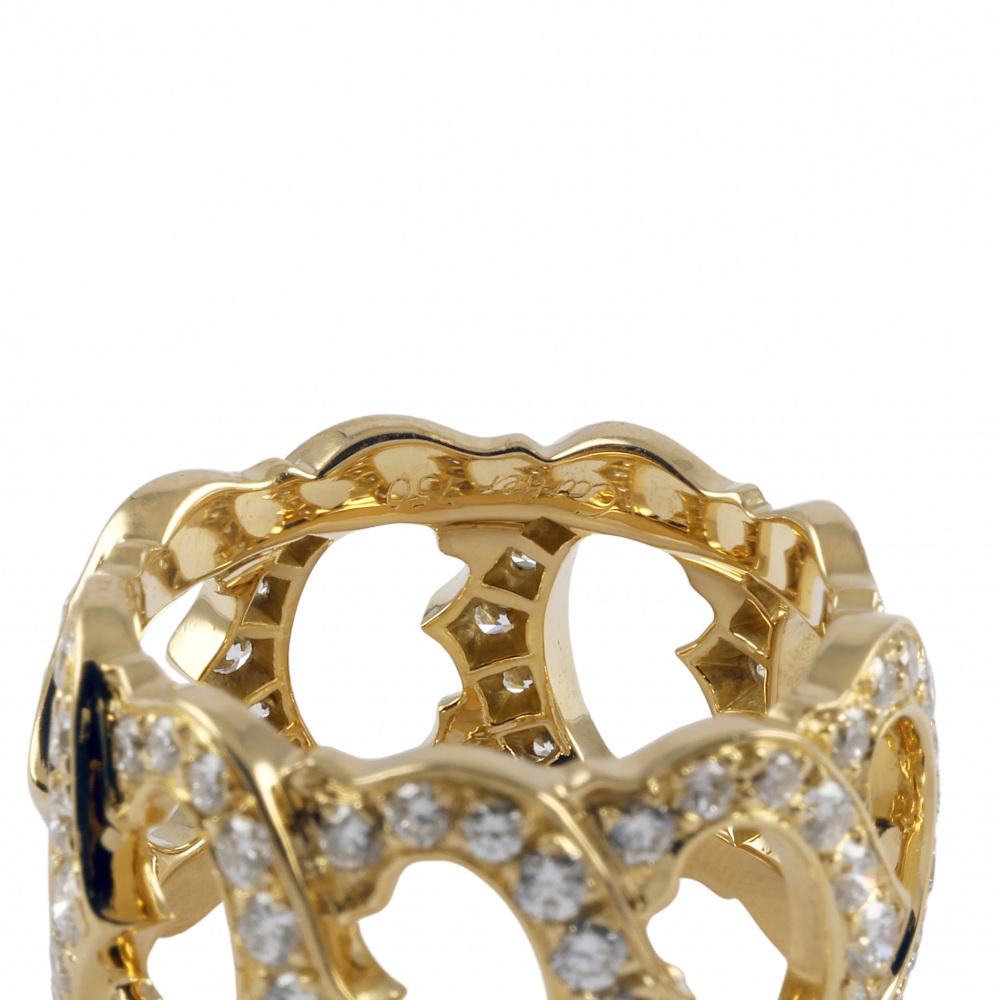 Cartier C Do Full Diamond Ring 18K Yellow Gold