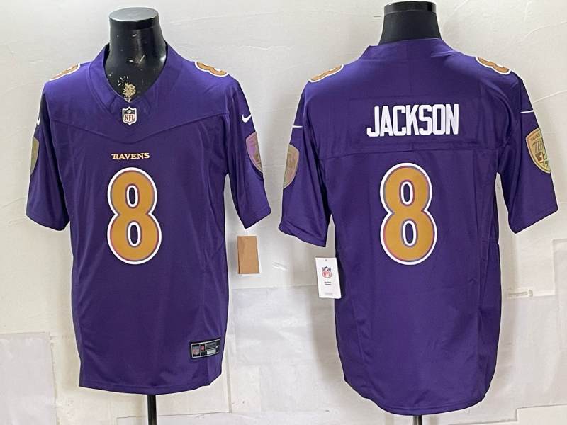 Men's Baltimore Ravens Lamar Jackson #8 Purple Alternate Game Jersey