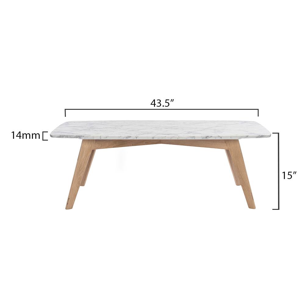 Faura 18x22 x 43.5x22 Rectangular Italian Black Marble Table with Walnut Legs