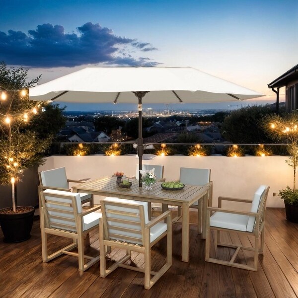 Patio Dining Set Outdoor Dining Table and Chair Set,Light Teak