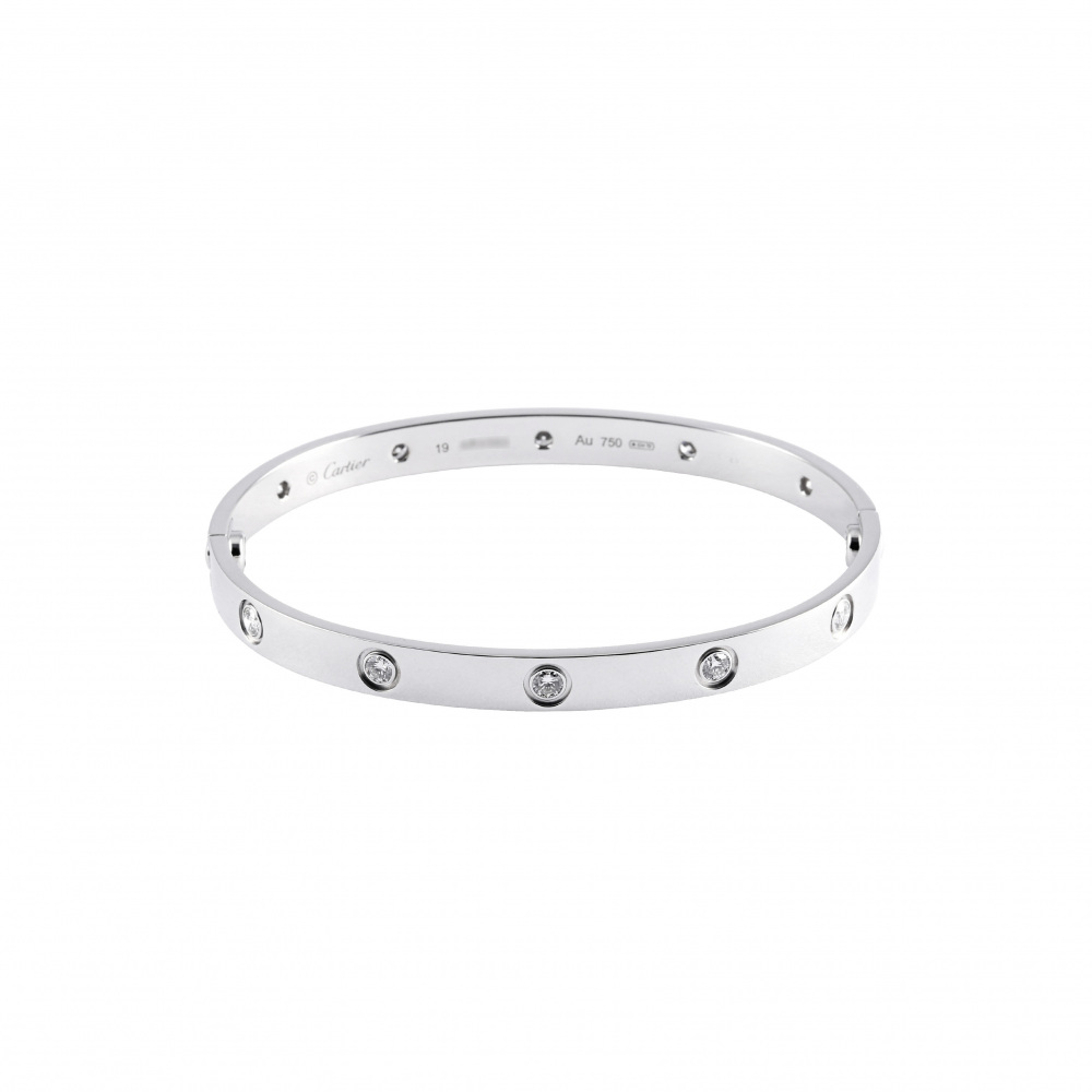 Cartier Love 10PD Bracelet 18K White Gold Diamond B6070400