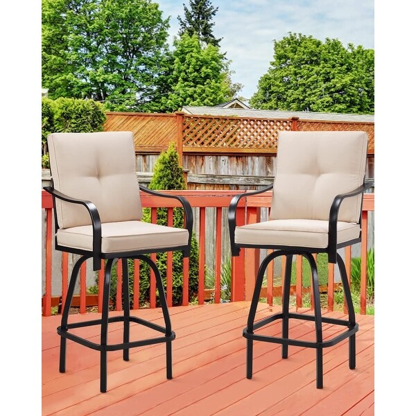 Patio Swivel Bar Stools Outdoor High Back Swivel Chair Set
