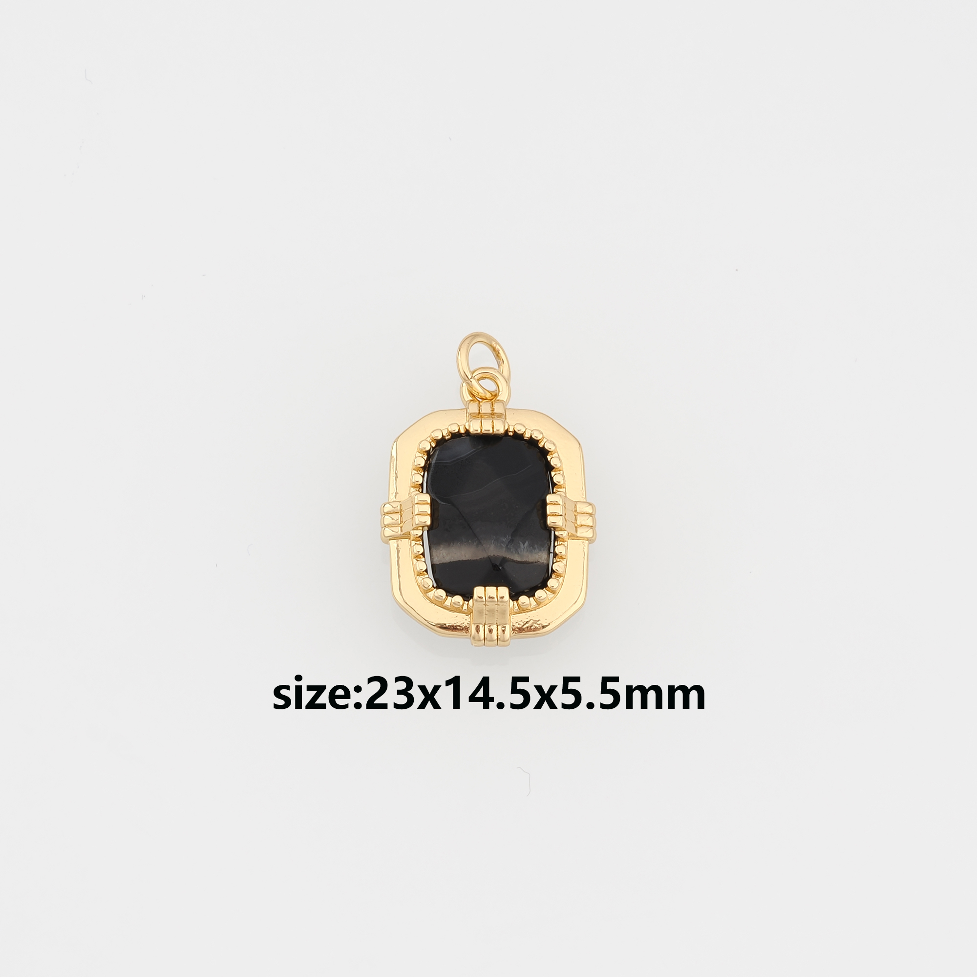 18K Gold Filled Rectangle Pendant,Natural Stone Charm Earrings Necklace for DIY Jewelry Making Supply