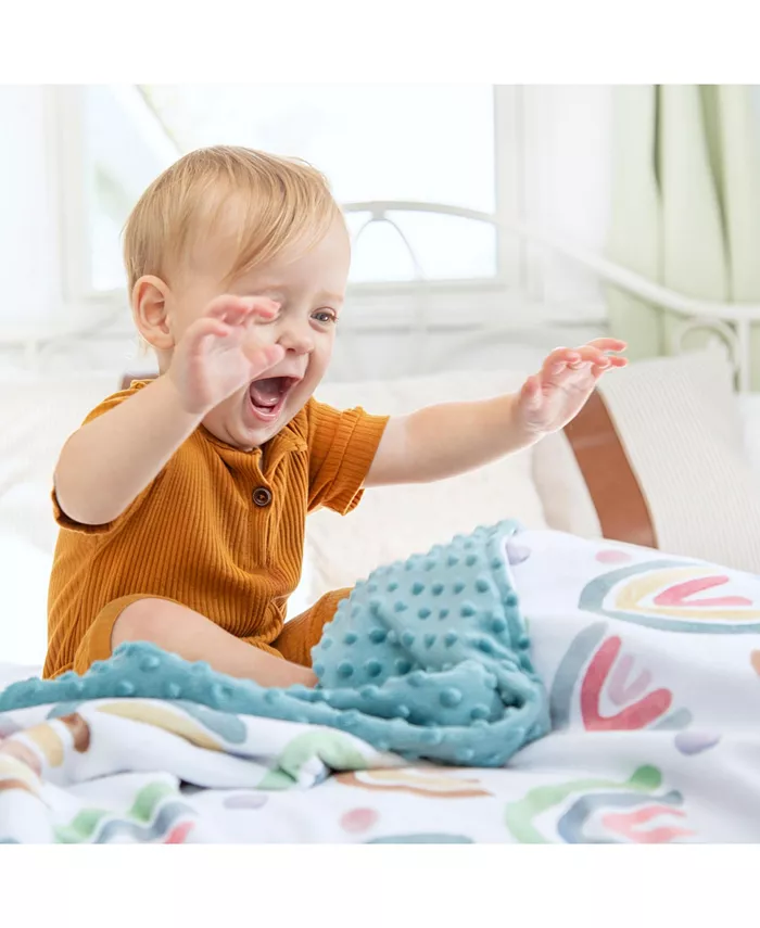 Honey Lemonade Premium Baby and Toddler Minky Blanket - Blue Rainbow