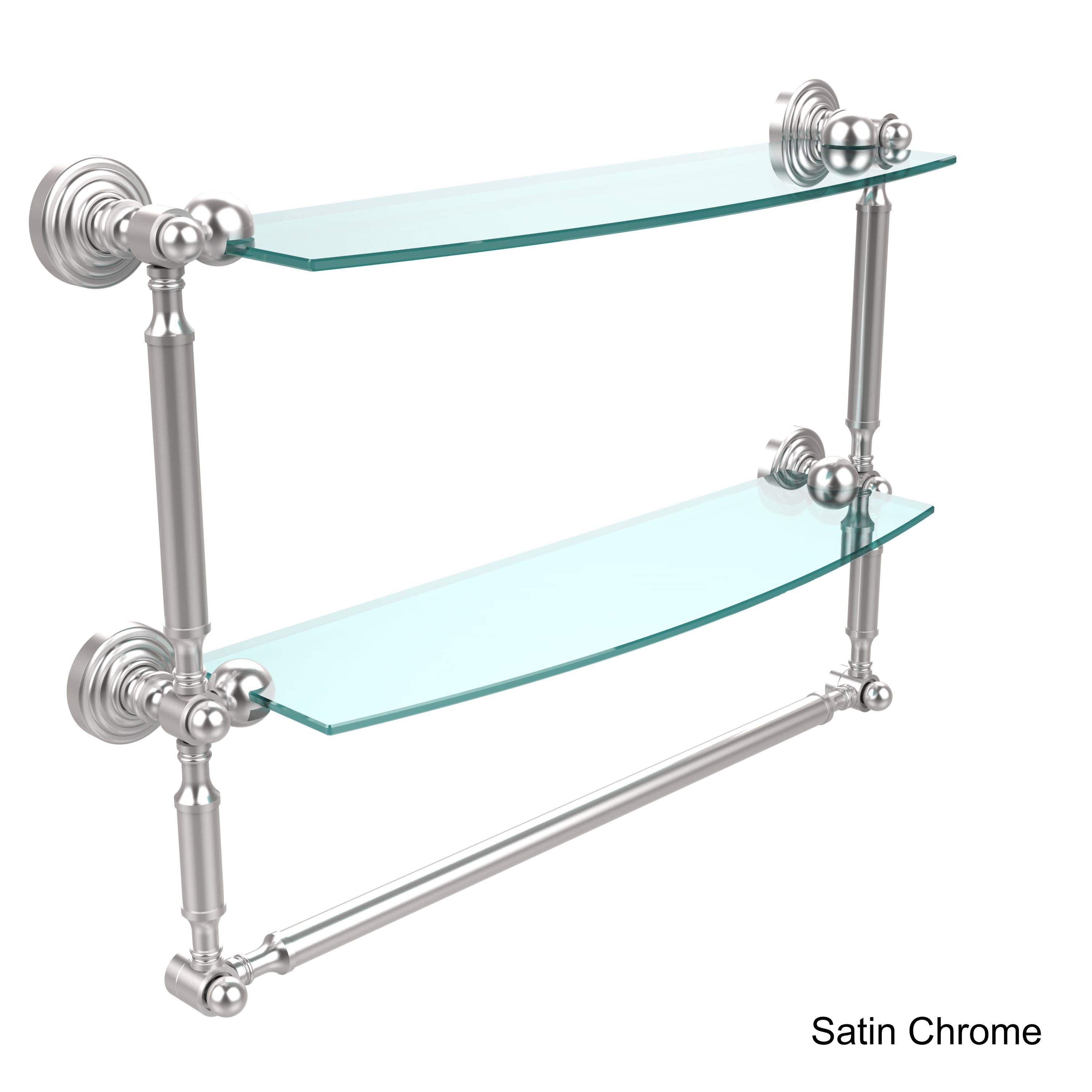 Allied Brass Waverly Place Collection Two Tiered Glass Shelf with Integrated Towel Bar - Antique Bronze - 18 inch