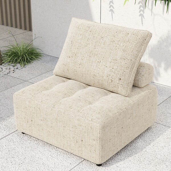 Outdoor Modular Sofa with Aluminum Structure,Support Cushion and Back Cushion Cover,Waterproof Sofa Cover Included