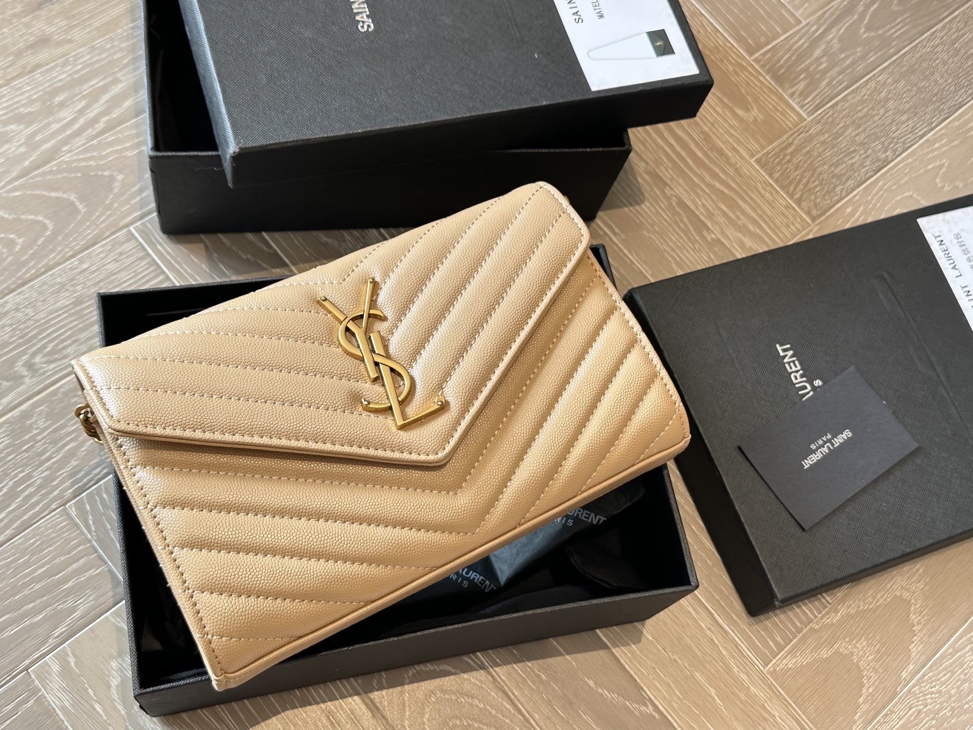 YSL WOC Caviar Leather Chain Envelope Bag - cnluxepick