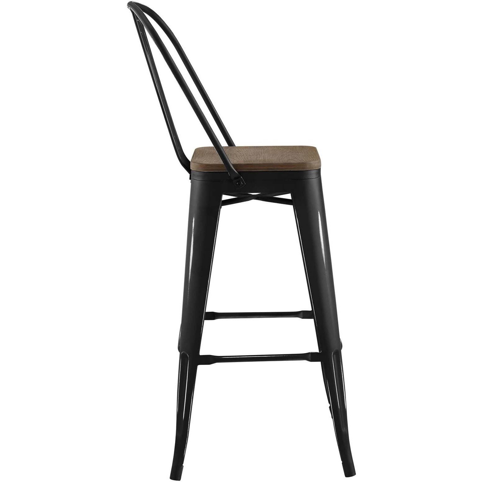 Modway Black Promenade Bar Stool Metal [Set of 2]