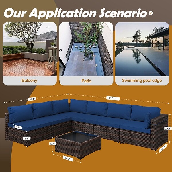 UPHA Cushioned 7piece Conversation Sectional Patio Group Furniture