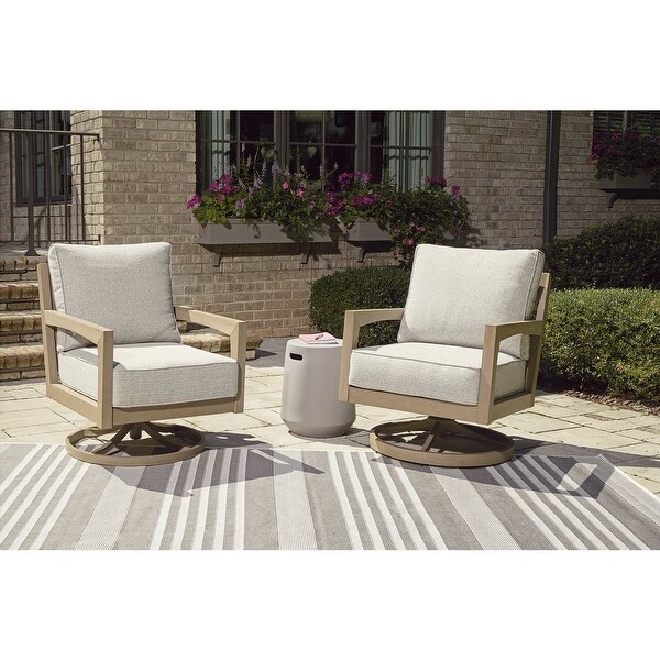 Signature Design by Ashley Hallow Creek Driftwood Outdoor Swivel Lounge with Cushion