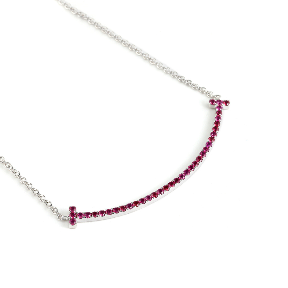 Tiffany & Co. Tiffany T Smile Necklace 18K White Gold Ruby 60698082