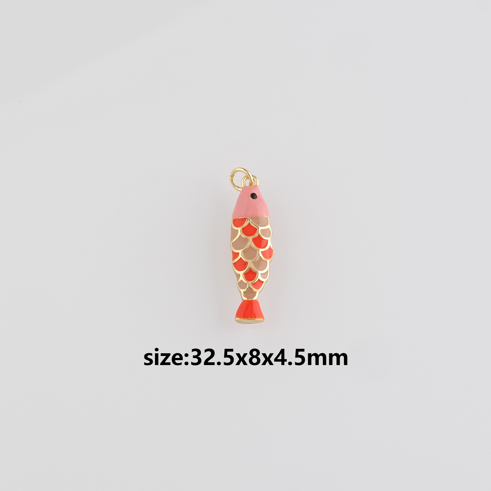 18K Gold Filled Fish Pendant,Enamel Fish Charm Earrings Necklace for DIY Jewelry Making Supply
