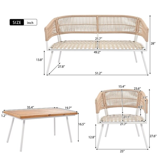 4pcs Lounge Chair Sets Patio Conversation Set Accent Single Sofa
