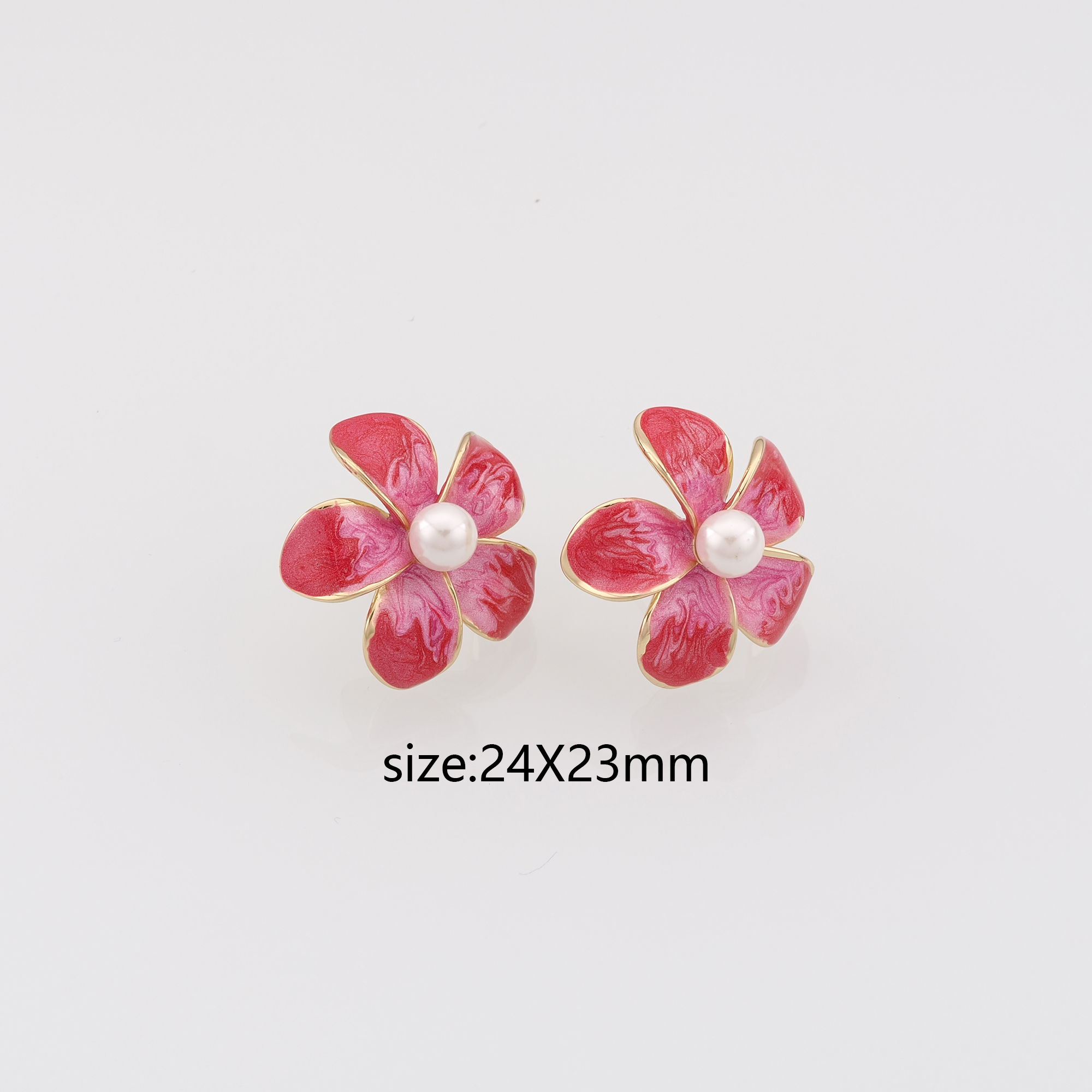 18K Gold Filled Flower Stud Earrings,Enamel Flower Earrings,Minimalist Earring,Gift for Wife