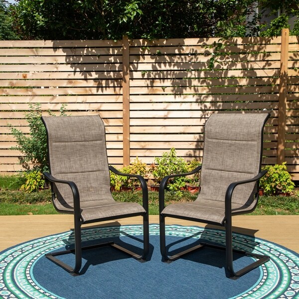 7Piece Patio Dining Set,6 Highback Textilene Cspring Chairs and 1Metal Table
