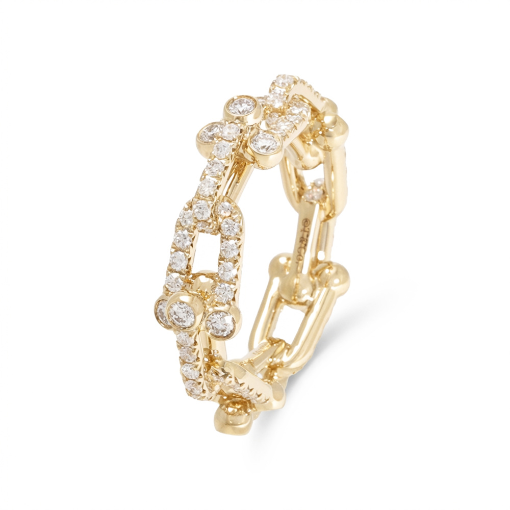 Tiffany & Co. Hardware Link Ring 18K Yellow Gold Diamond 72670221