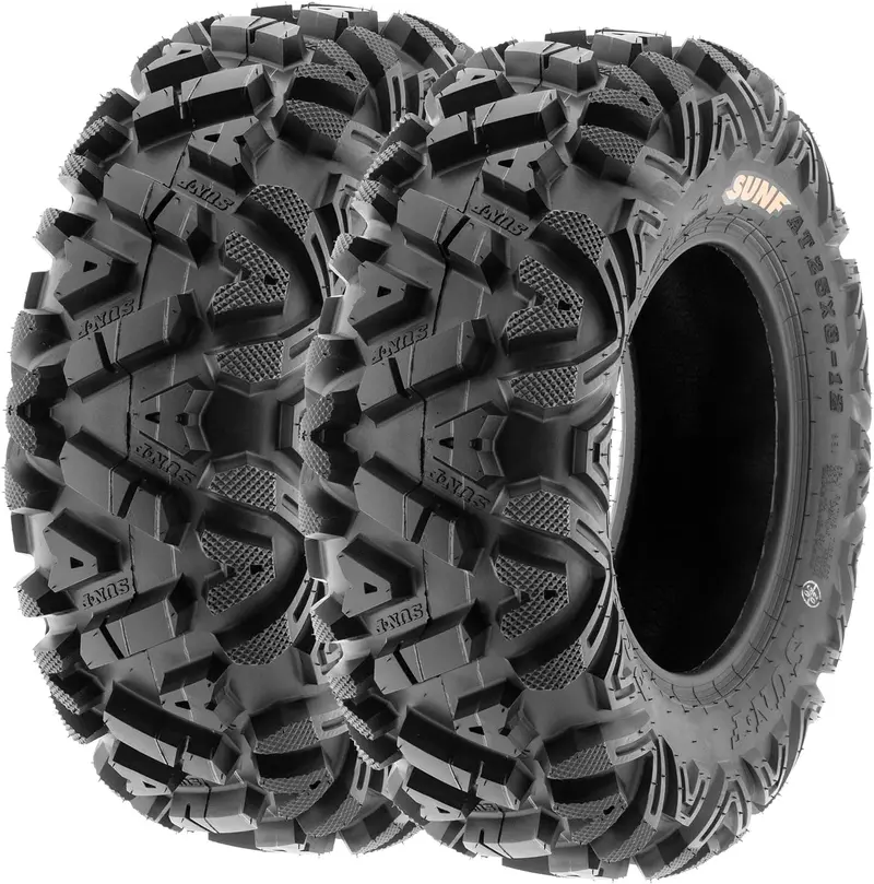 Set of 4 ATV/UTV All-Terrain Tires – 25×8-12 Front & 25×10-12 Rear, A033 Pattern, 6-Ply Tubeless