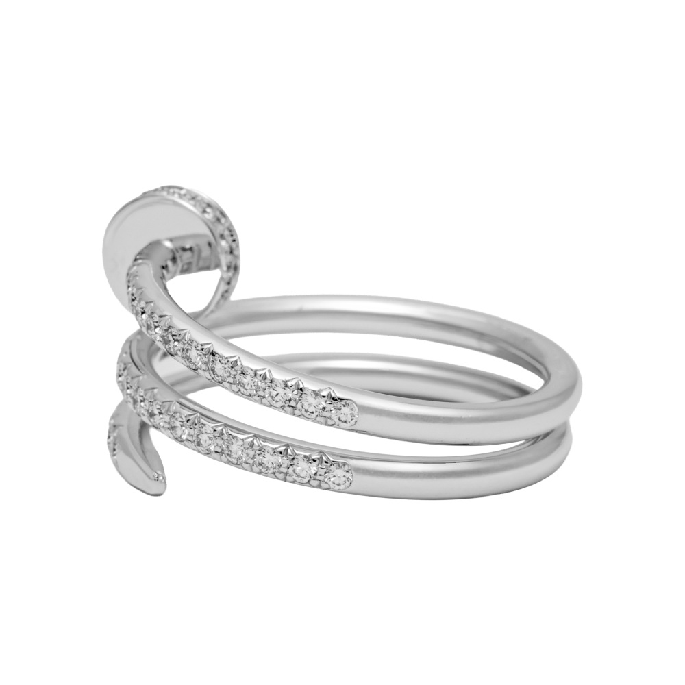 Cartier Juste un Clou Double Semi-pavé Ring 18K White Gold Diamond B4211100