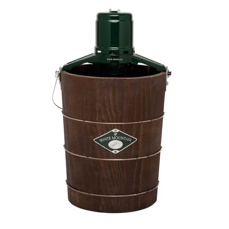 White Mountain 6-Quart Electric Ice Cream Maker — Green and Brown Woodgrain Design