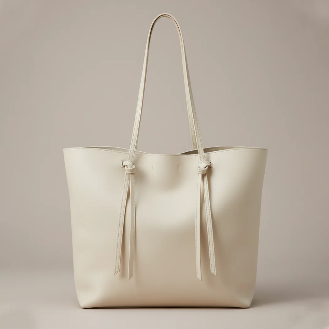 Cream Tote with Tie Straps