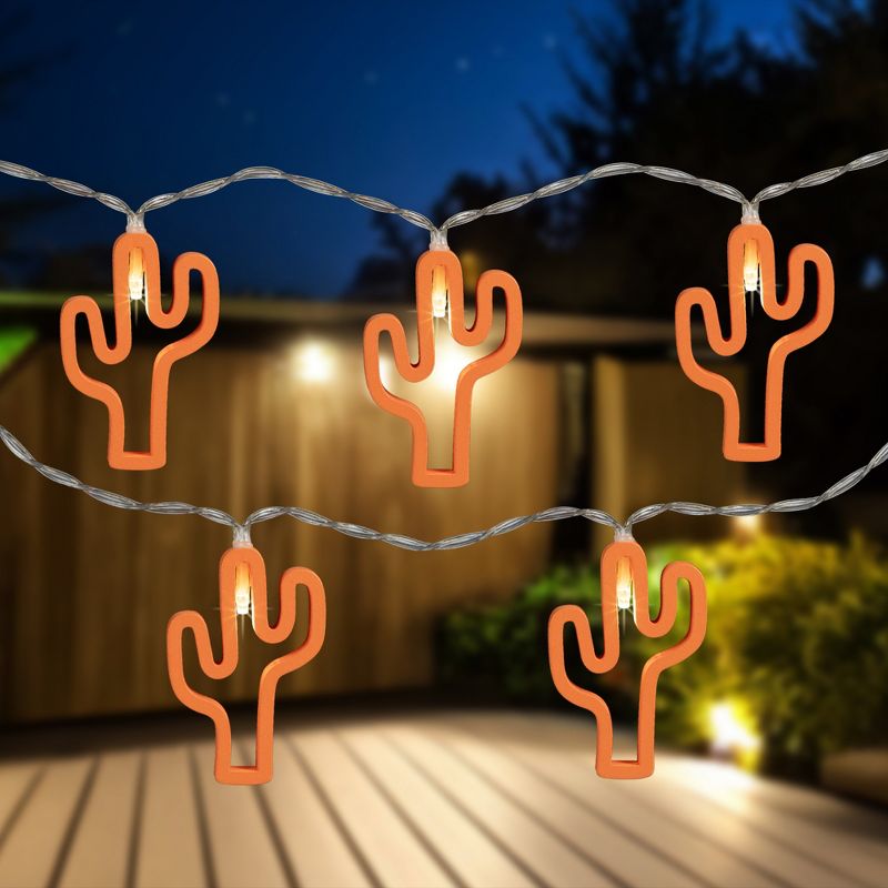 Northlight LED Cactus Patio Light Set - Orange - 4' Clear Wire - 10ct