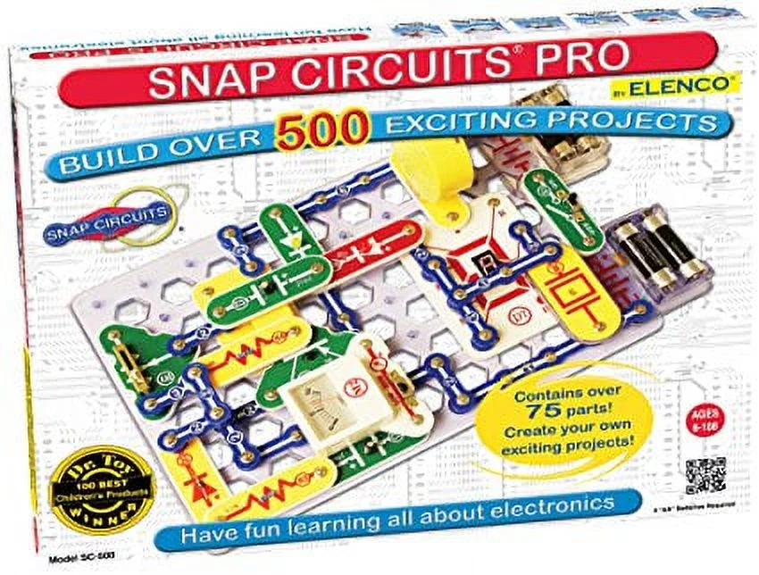 Snap Circuits Pro SC-500 Electronics Exploration Kit Over 500 Projects Full Color Project Manual 75 Snap Circuits Parts STEM Educational Toy for Kids 8