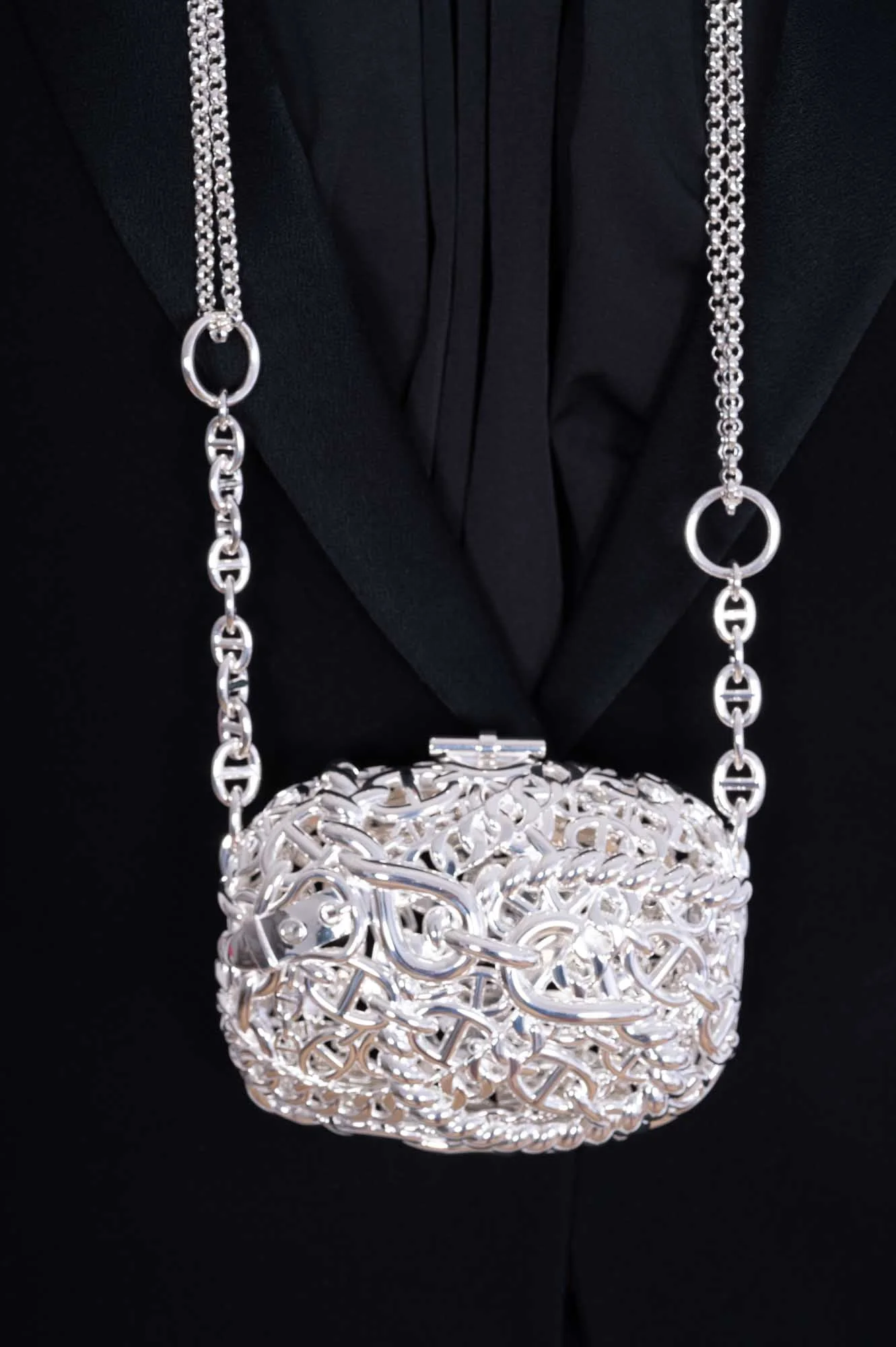 Hermès Sac Bijou Chaîne d’Ancre Sterling Silver Minaudière