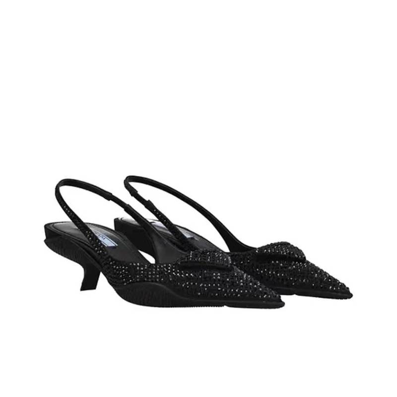 Prada  Fabric Pointy Stilettos 3CM Sandals Slide