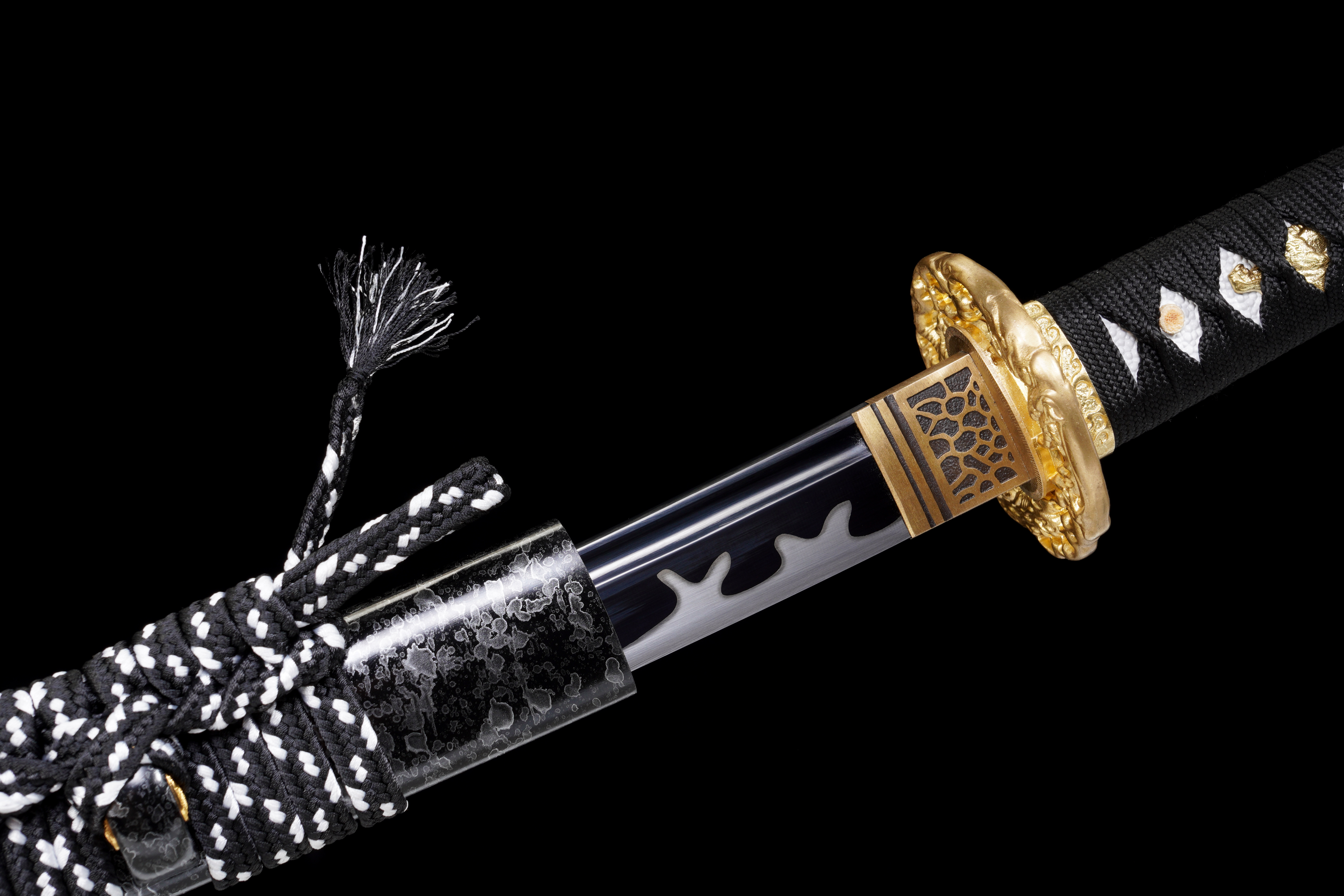 Handmade Katana 9260 Spring Steel Black Blade Dark Dragon Full Tang