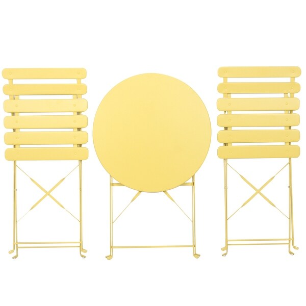 3 Pieces Patio Bistro Balcony Metail Chair Table