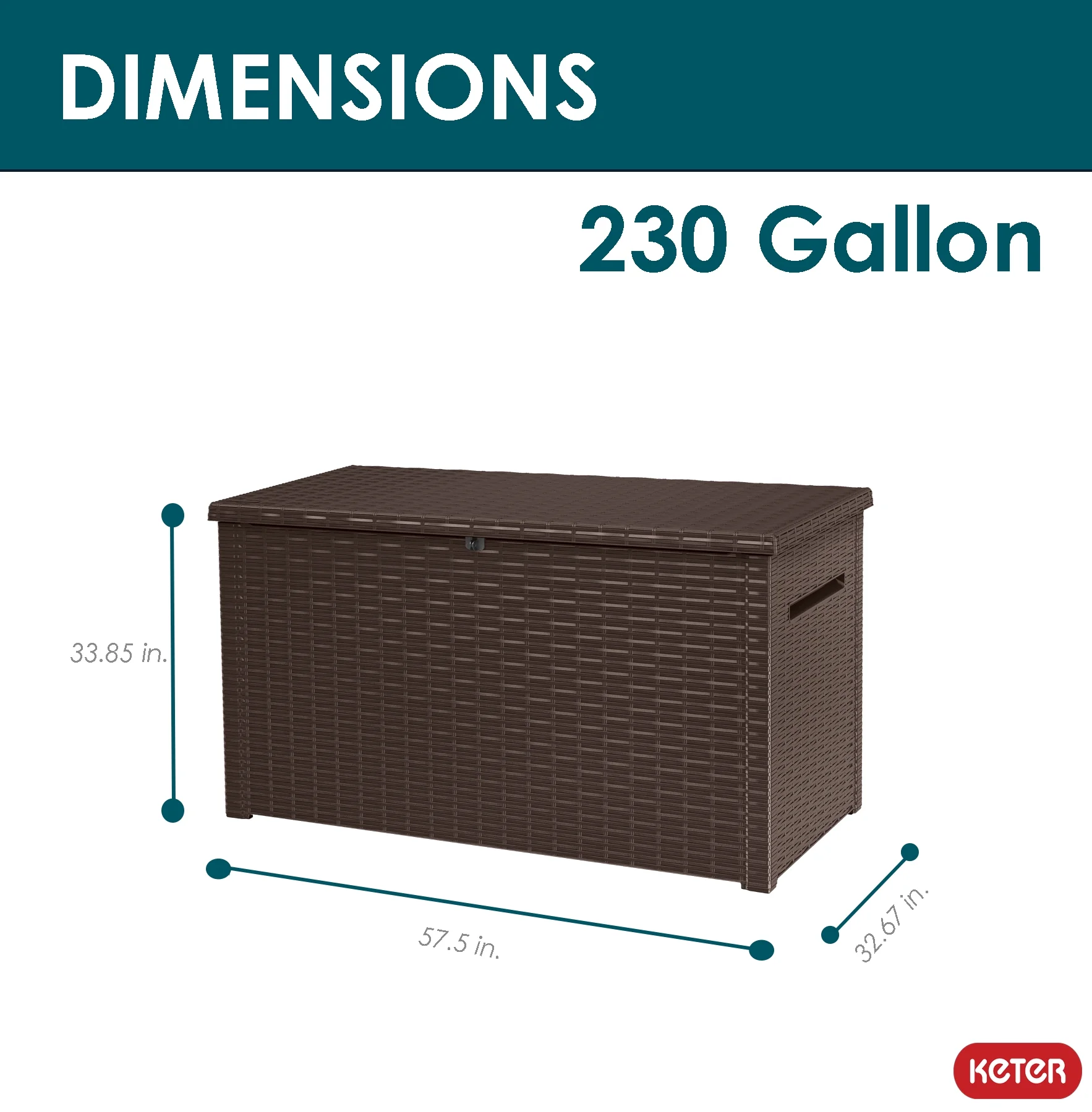 Keter Java 230 Gallon Extra Large Rattan Style Durable Weatherproof Resin Deck Box Organization and Storage for Outdoor Patio and Lawn, Wicker Espresso Brown