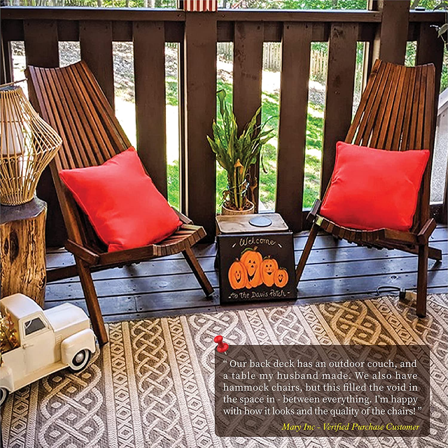 Melino Wooden Folding Chair for Outdoor, Low Profile Acacia Wood Lounge Chair with FSC Certified Acacia Wood