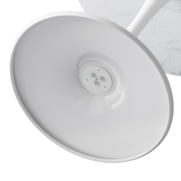 32 in. Round Dining Table with Printed White Marble Table Top