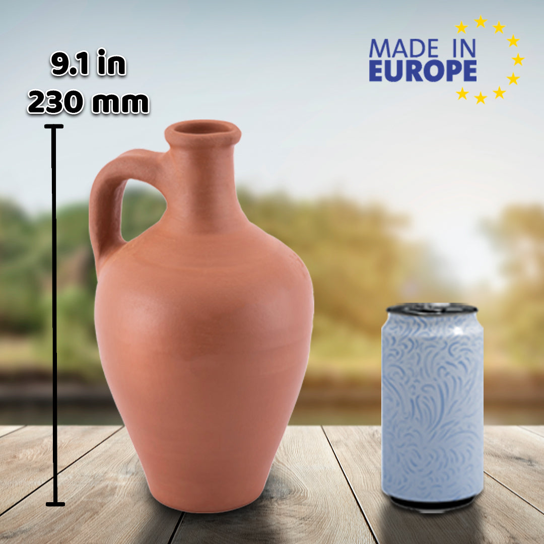 Handmade Clay Water Jar, LEAD-FREE Unglazed Terracotta Pitcher, Traditional Earthenware Jug, Clay Water Pot for Drinking