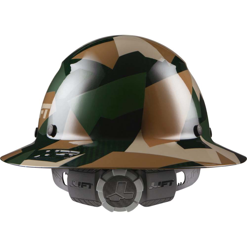 Lift Safety Hard Hat DAX Jungle Camo Carbon Fiber Full Brim