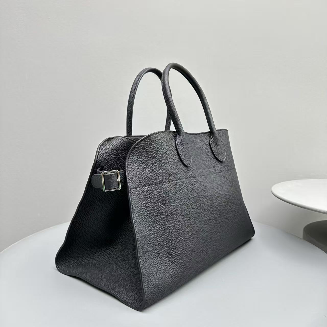 THE ROW Margaux 15 Series, Medium Size, Black Grained Leather