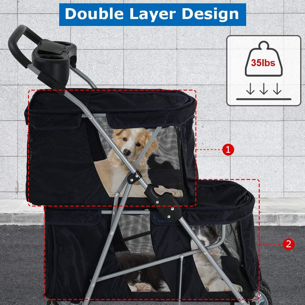 Bestpet Pet Stroller Carriers Bag Jogger Stroller for Dogs and Cats, Small and Medium (Black)