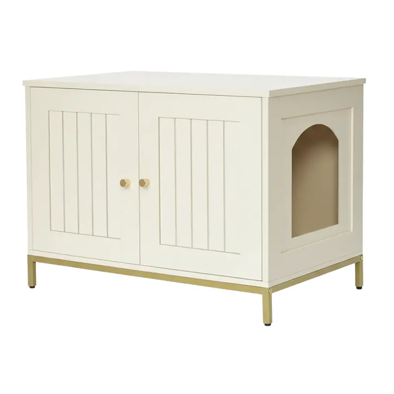 Rattan Cat Litter Enclosure – Handwoven Cabinet with Top Fence and Mat