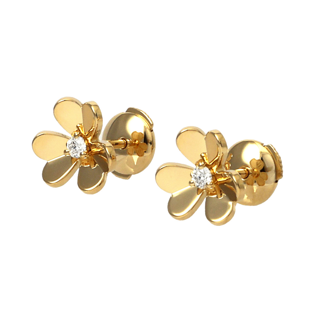 Van Cleef & Arpels Frivole Earrings 18K Yellow Gold Diamond VCARP0J300