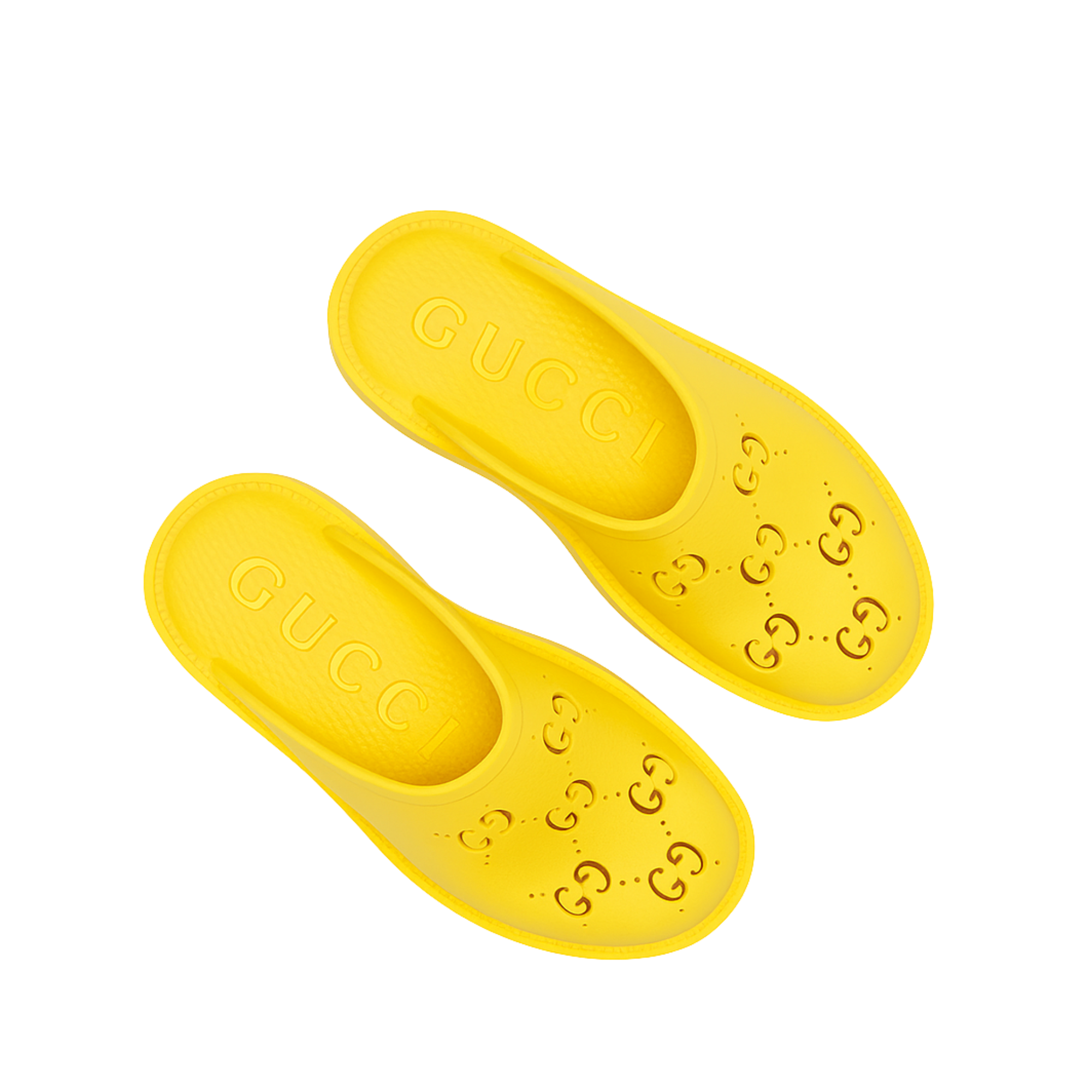 Gucci Men’S Slip On Sandal Yellow Gg Rubber
