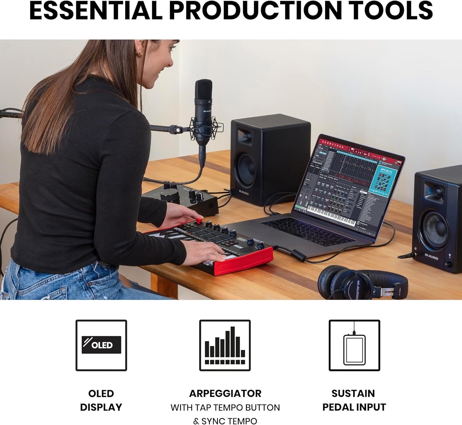 25-Key USB MIDI Keyboard Controller with Built-in Speaker and Sounds Plus Dynamic Keybed, MPC Pads, Software Suite