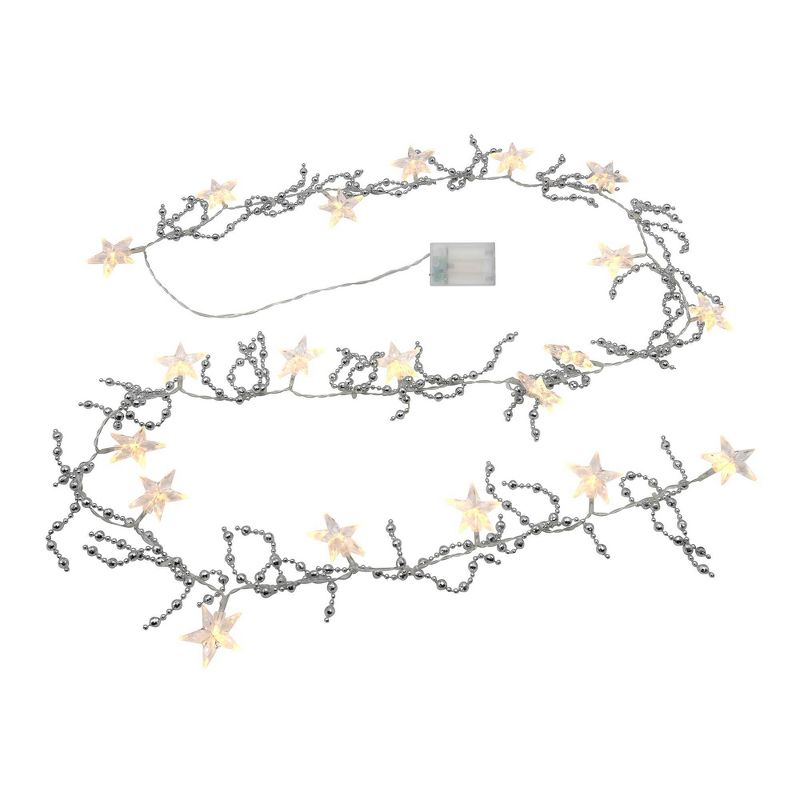 Lumabase Battery Operated Silver String Lights with Lighted Stars