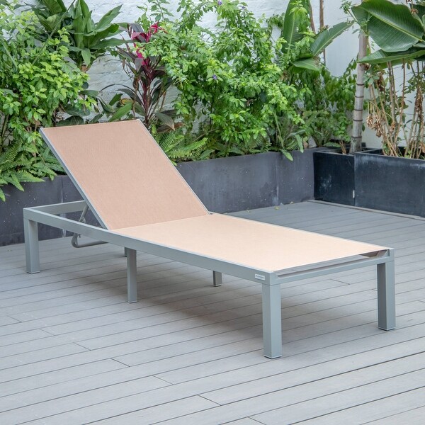 Aluminum Beach Pool Sun Lounge Chair Sling Mesh Fabric Reclining Stackable Lounger Chair
