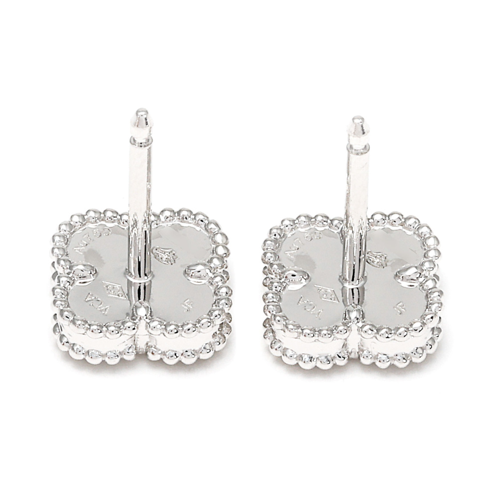 Van Cleef & Arpels Sweet Alhambra Earrings 18K White Gold Mother of Pearl VCARG12000